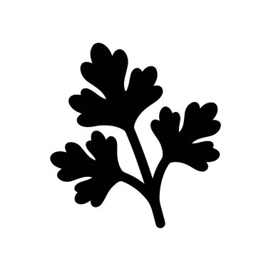 Maydanoz yaprağı basit bir siyah siluet grafik mutfak tasarım projeleri ve gıda temaları için ideal