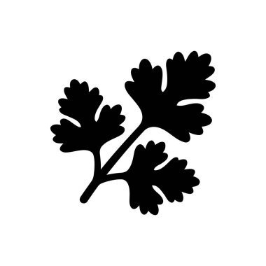 Cilantro bitki yaprağı silueti çeşitli yemeklere taze tat katmak için temel yemek malzemesidir.