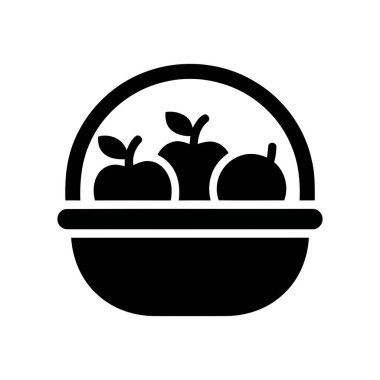 Meyve sepetindeki elmalar sağlıklı beslenmek için basit grafik çizimleri