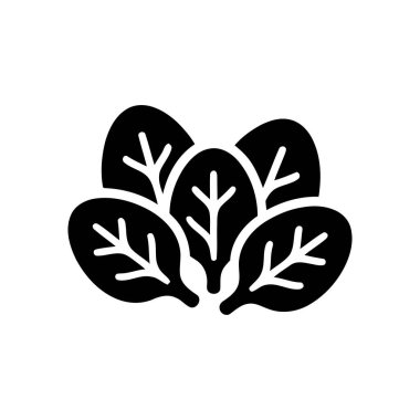 Ispanak taze organik sağlıklı yeşil gıda malzemelerini gösteren bir sembol bırakır.