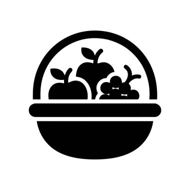 Meyve sepeti silueti sağlıklı bir diyet için sağlıklı bir elma ve üzüm koleksiyonu sergiliyor.