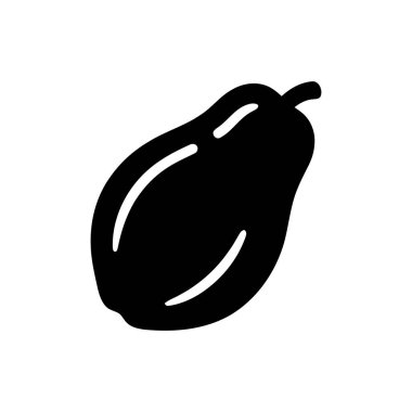 Basit siyah bir siluet olarak sunulan Papaya tropikal meyvesi sağlıklı ve tatlı bir maddeyi ön plana çıkarıyor.