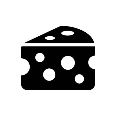 Menüler veya tarifler için bir süt ürününün basit grafik çizimi delikleri olan peynir bloğu simgesi