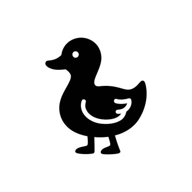 Ördek simgesi, çeşitli tasarım projeleri ve çocuk içeriği için uygun basit bir siyah siluet içerir