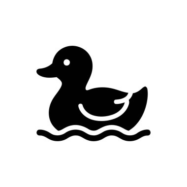 Ördek yüzme basit silueti, arka planda tek bir beyaz göz.