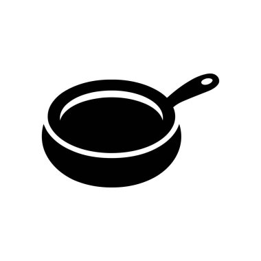 Pan pişirme mutfak malzemesi ikonu silueti günlük yemek hazırlama ve mutfak işleri için kullanılan yaygın bir çatal bıçak örneklerini gösteriyor