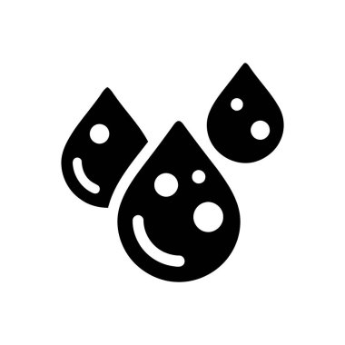 Parlak yansımalı siyah sıvı damlaları stilize edilmiş bir simge