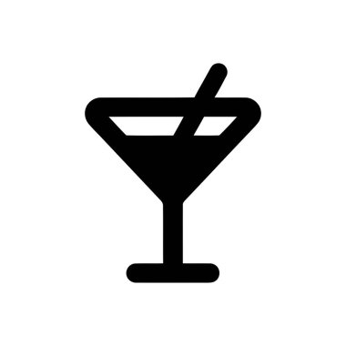 Barda ya da parti temaları için ideal olan basit bir grafik illüstrasyonunda pipetle martini bardağı içmek
