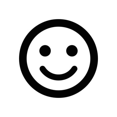 Basit dairesel bir tasarımı olan mutlu yüz simgesi ve geniş bir gülümseme neşe ve olumlu duygular taşır.