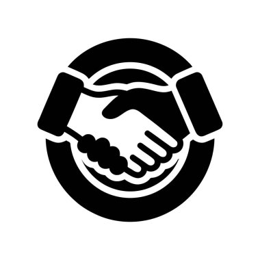 Dairesel çerçeve içinde el sıkışma iş anlaşması sembolü Bu simge ortaklık güven ve başarılı anlaşma tamamlama temsil eder