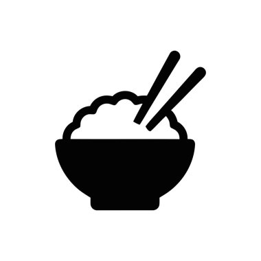 Rice bowl with chopsticks a simple black silhouette graphic icon symbolizing Asian cuisine and dining