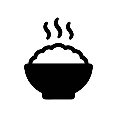 Lezzetli ve sıcak yemekle dolu pirinç kasesi basit bir yemek konseptidir.