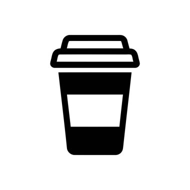 Kahve fincanı simgesi sıcak içecekler için tek kullanımlık bir kap gösterir Bu basit grafik kafeler ve paket servis temaları için uygundur