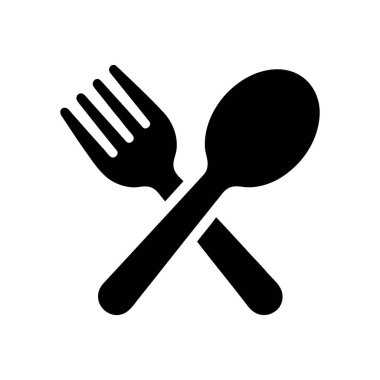Cutlery fork and spoon crossed icon used to represent dining and restaurant service
