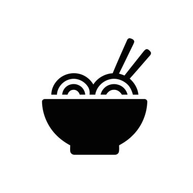 Noodles with chopsticks in a bowl ready for eating Delicious Asian food served in a simple graphic icon