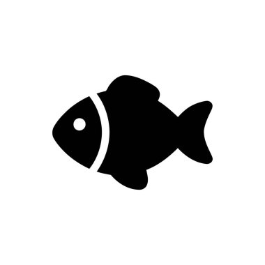 Düz şekilli siyah bir hayvan sembolü içeren basit balık grafikleri