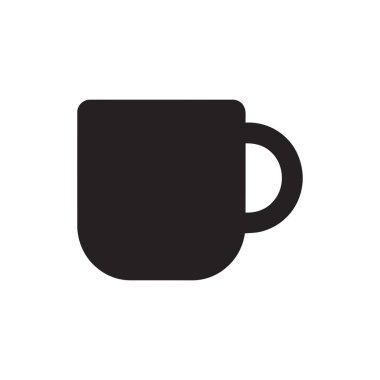 Kupa siyah silueti, çeşitli tasarım ihtiyaçları için mükemmel bir sıcak içecek kabının basit bir grafik simgesini gösterir