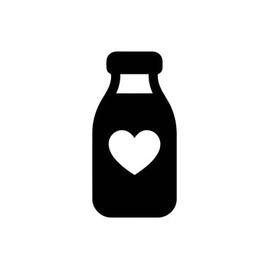 Şişe kalp ikonu silueti sevgi ve özen taşır