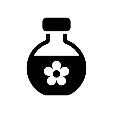 Çiçek özü şişesinde doğal bir çiçek kokusu ve güzellik ve sağlık için gerekli yağlar var.