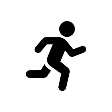 Basit bir siyah siluet simge biçiminde çalışan kişi hareket etkinliği ve hızı gösterir