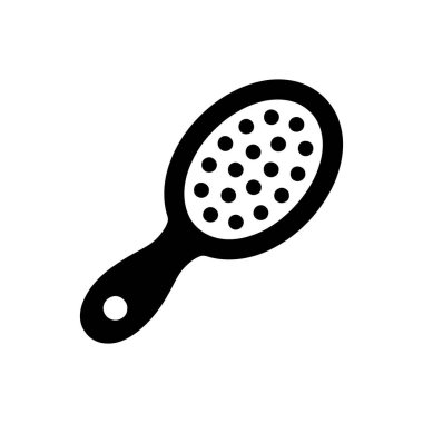 Saç fırçası, basit siyah simge, günlük saç bakımını ve güzellik malzemesini temsil ediyor.