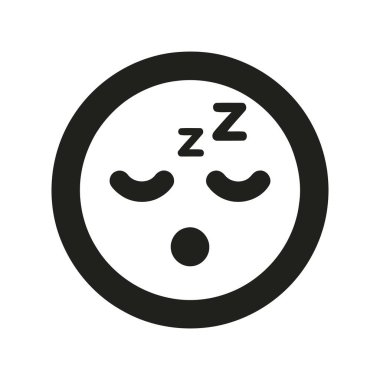 Uyku emojisi yüz ikonu derin dinlenme gösteren zzz harfleri ile bir kişi veya varlık uyku durumundaki tasvir