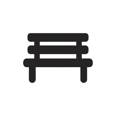 Açık hava rahatlığı ve rahatlama için basit bir park koltuğu tasvir eden benç grafik simgesi