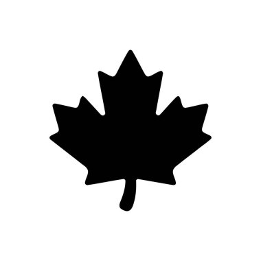 Akçaağaç yaprağı basit siyah bir siluet şeklindedir Bu grafik tasarım elementi Kanada kimliğini ve sonbahar yapraklarını temsil eder