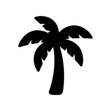 Palmiye ağacı silueti ikonu, tropik bir yaz tatilini ya da sahil tatilini simgeliyor.