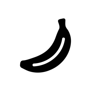 Banana illustration featuring a minimalist black silhouette of the fruit with a single white line Simple graphic design element