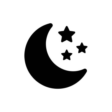 Gece gökyüzü hilal ayı üç yıldızlı simge çeşitli kullanımlar için izole edildi