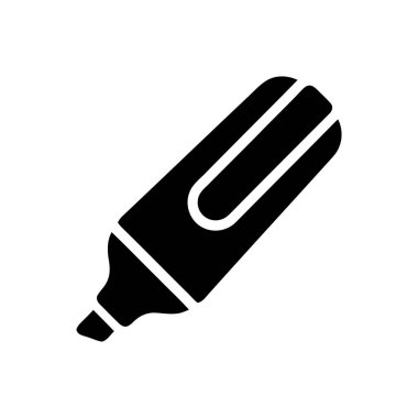 Önemli metin ve çalışma materyallerini işaretlemek için ideal bir modern siyah siluet tasarımı içindeki fosforlu kalem