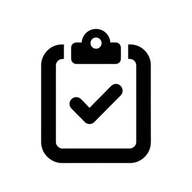Clipboard icon with a prominent checkmark signifying completion acceptance or validation