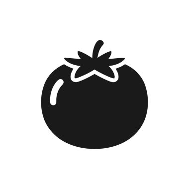 Taze ve sağlıklı bir sebzeyi temsil eden domates ikonu bu basit grafik silueti yiyeceklerle ilgili tasarımlar için mükemmeldir.