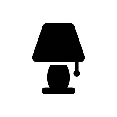Lamba simgesi, ev dekorasyonu ve ışıklandırma tasarımı kavramları için mükemmel klasik bir masa lambası silueti çizer