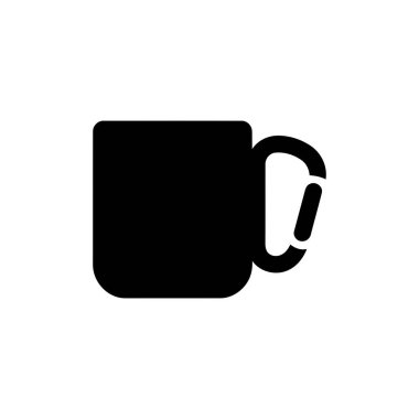 Eşsiz bir karabina sapı olan kupa kamp gezisi ve açık hava meraklıları için mükemmel. Basit siyah siluet.