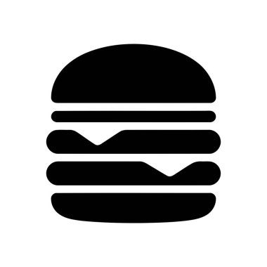 Burger grafik simgesi menüler veya uygulamalar için klasik bir Amerikan fast food yemeğini temsil ediyor