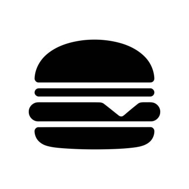 Hamburger ikonu klasik bir fast food çizburgerini temsil ediyor. Menü ya da uygulamalar için çörek ve peynir katmanları ile birlikte.
