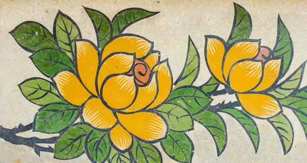 çiçek boyama granit duvar