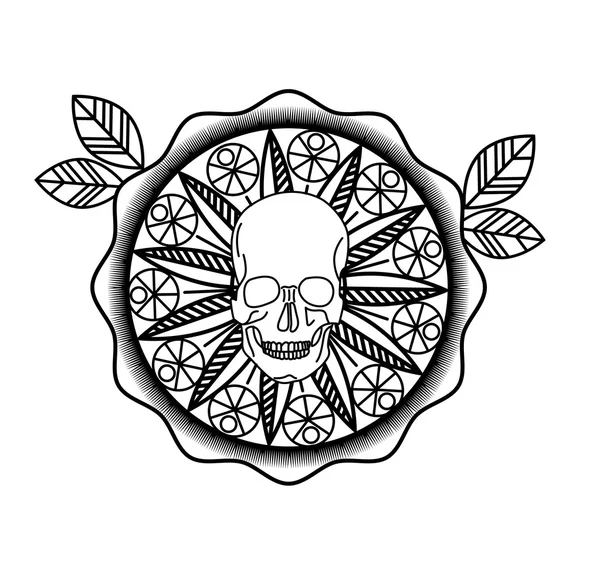 Mandala mit Totenkopf-Kreis-Vektordesign — Stockvektor