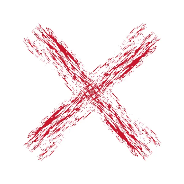 X - Cruz vermelha manuscrita ilustração elegante — Vetor de Stock