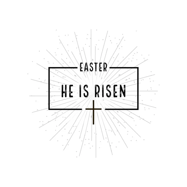 Easter He is risen symbol with burst on white background — Stock Vector