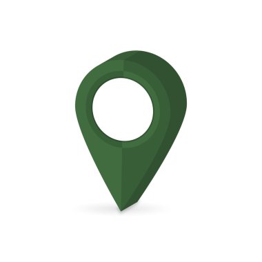 Harita işaretçisini 3B gölge beyaz bir zemin üzerine