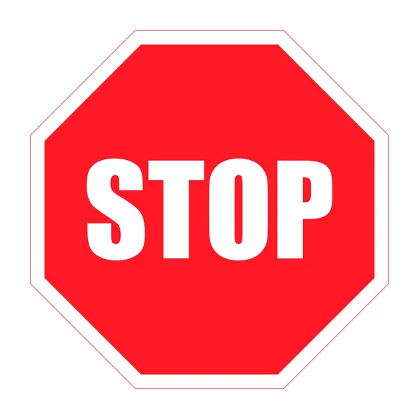 Señal de stop sobre fondo blanco diseño plano — Vector de stock