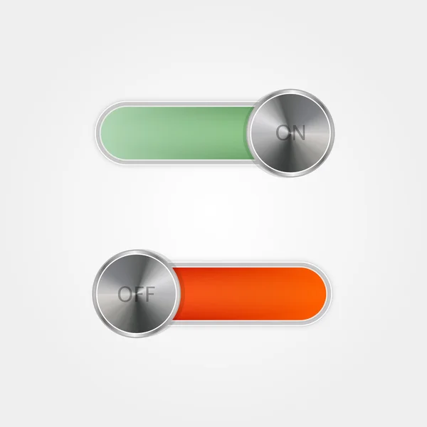 Toggle Switch On and Off on grey background — Stock Vector