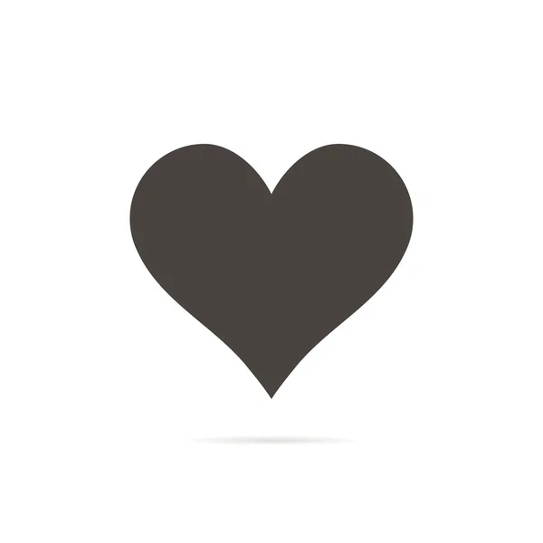 Icône coeur en style plat avec fond blanc ombre — Image vectorielle