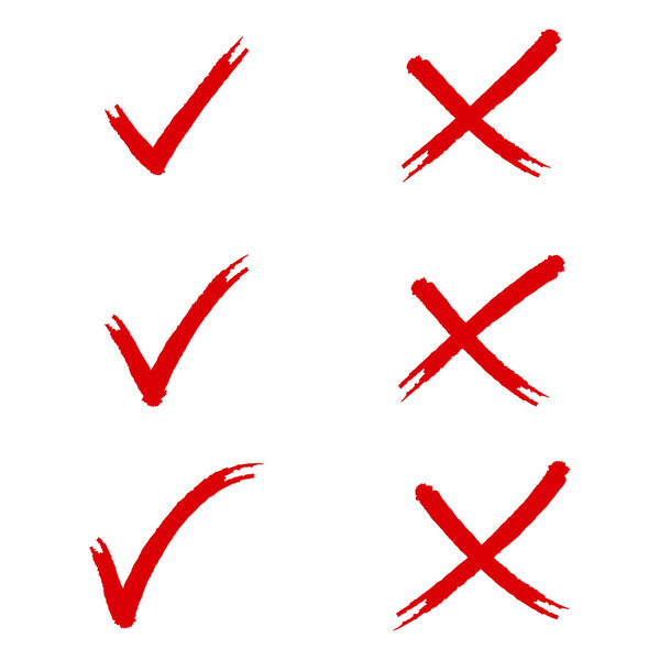 Вручную нарисовал галочку неправильный рисунок и крест
