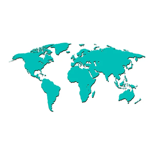 Mapa da Terra em uma silhueta de fundo branco —  Vetores de Stock
