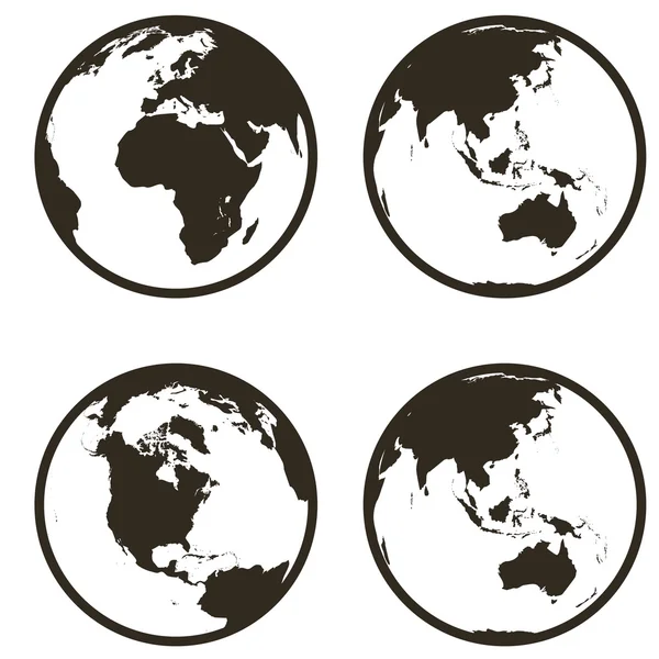 Impostare globo icona di terra stile piatto su sfondo bianco — Vettoriale Stock