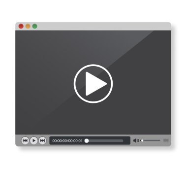 Beyaz bir arka plan üzerinde gölge ile video oynatıcı